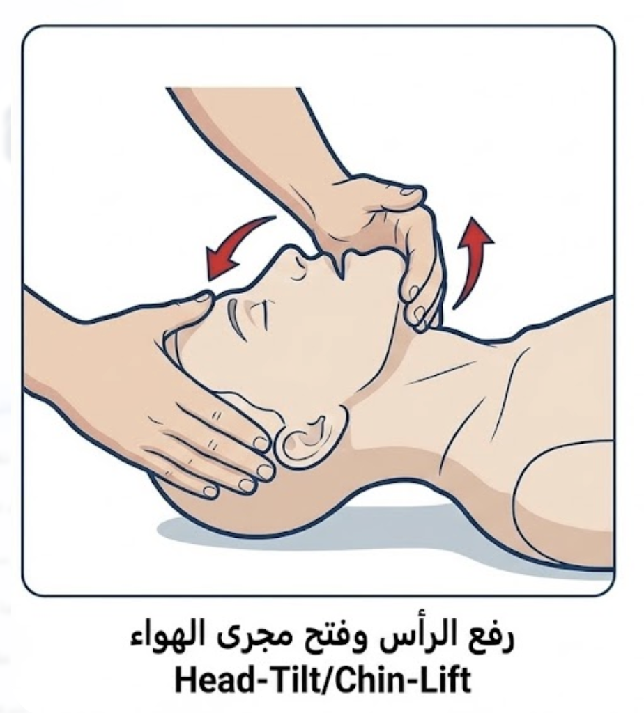 رفع الرأس وفتح مجرى الهواء